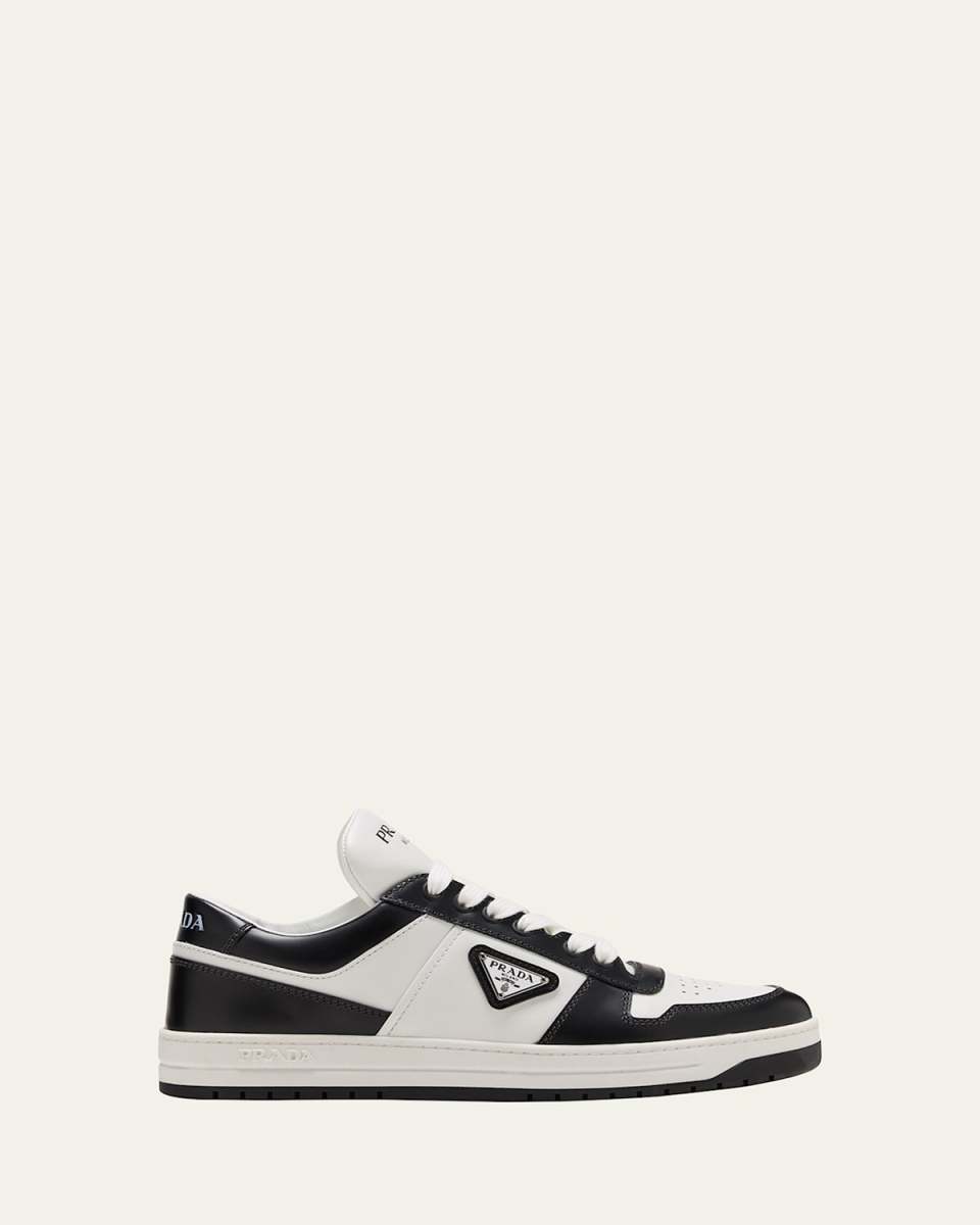 Bicolor Leather Low-Top Court Sneakers